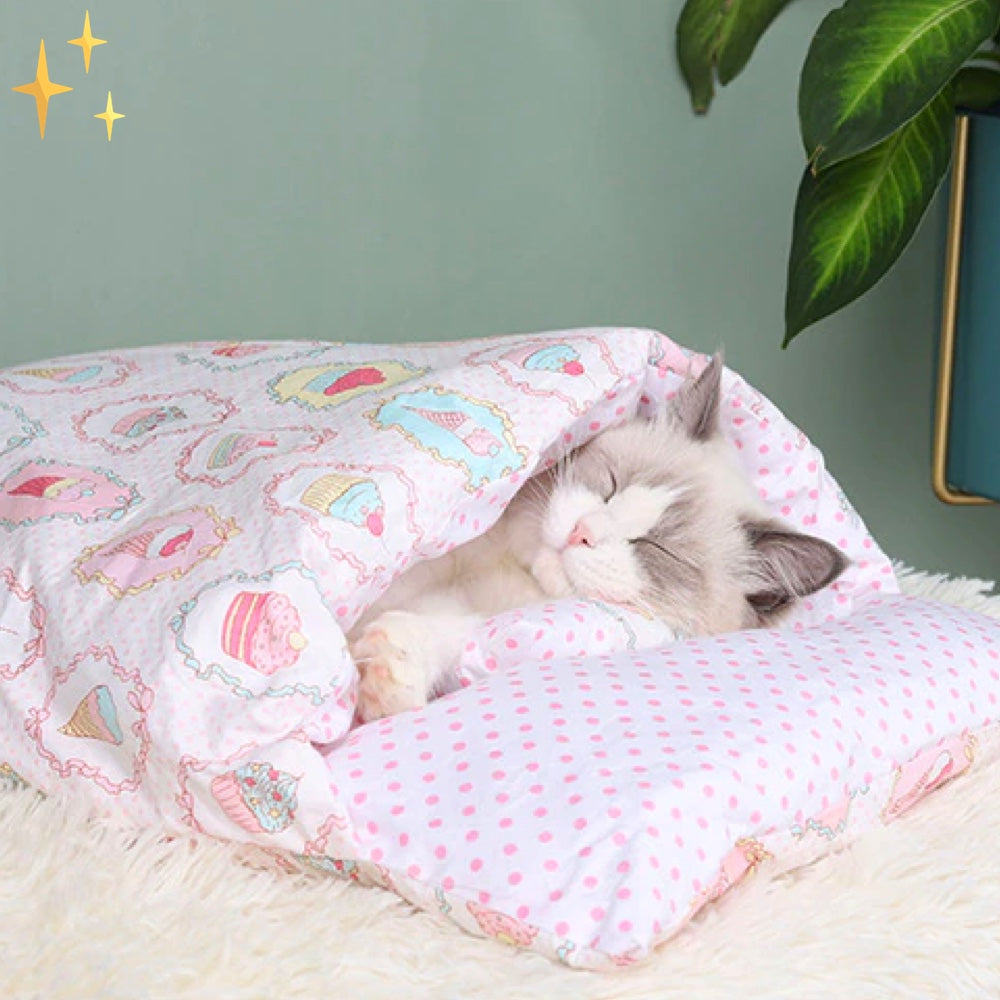 SleepyPet - Sac de Couchage Pour Chats et Chiens Rempli de Duvet Pour une Expérience de Sommeil Agréable Pour Votre Animal de Compagnie