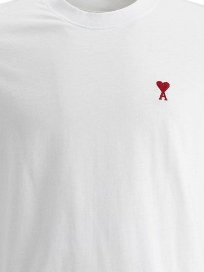 T-Shirt Blanc Unisexe Ami Paris à Manches Courtes et Col Montant