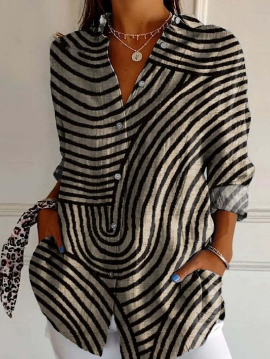 Zara - Chemise Décontractée à Manches Longues en Coton Respirant avec des Motifs Créatifs pour Femmes