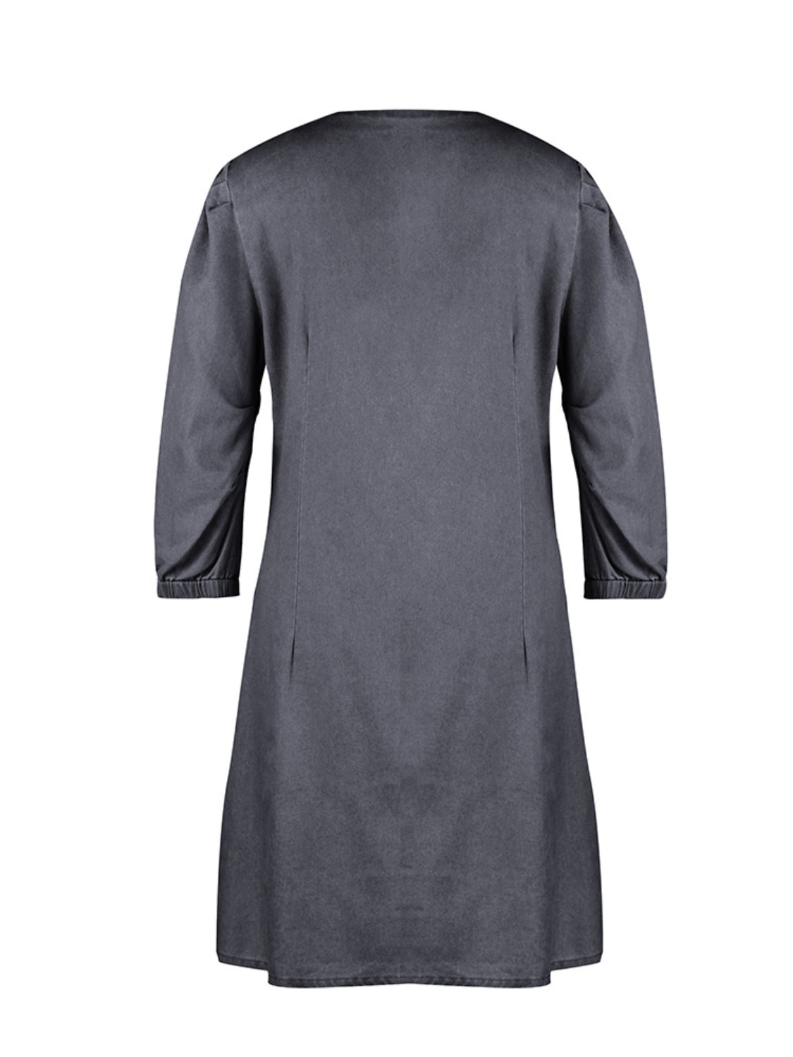 Noémie – Robe Courte en Jean avec Décolleté en V et Manches Mi-Longues
