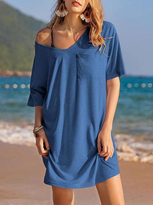 Diana – Robe T-shirt à Manches Courtes et Encolure en V