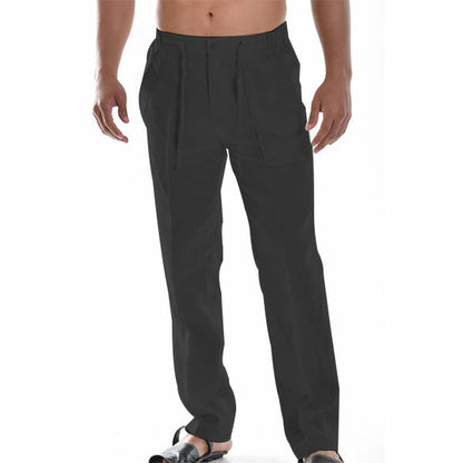 Thaddeus - Pantalon d'été Respirant en Lin Pour Hommes - Frais, Confortable et Stylé avec Cordon de Taille élastique, Pantalon de Plage et de Yoga