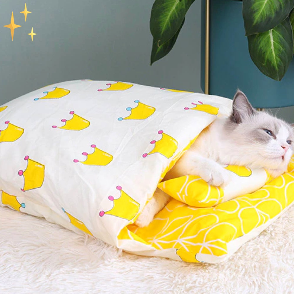 SleepyPet - Sac de Couchage Pour Chats et Chiens Rempli de Duvet Pour une Expérience de Sommeil Agréable Pour Votre Animal de Compagnie