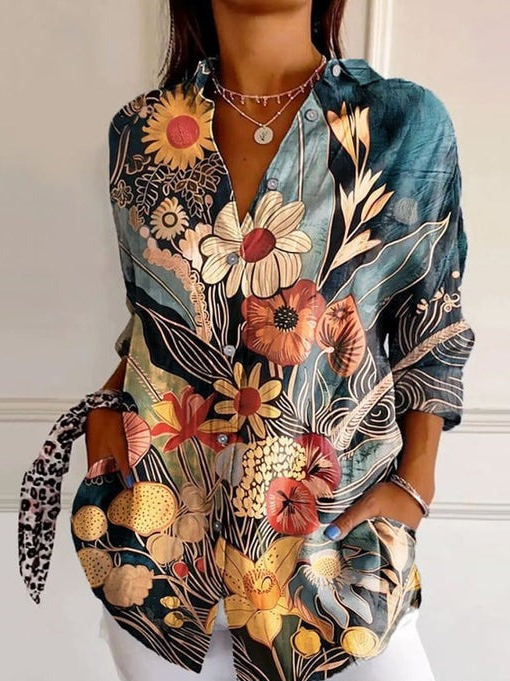 Zara - Chemise Décontractée à Manches Longues en Coton Respirant avec des Motifs Créatifs pour Femmes