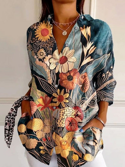 Zara - Chemise Décontractée à Manches Longues en Coton Respirant avec des Motifs Créatifs pour Femmes