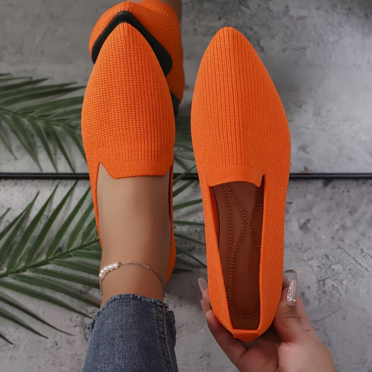 Élodie - Mocassins Ballerines Pointues Tissées en Couleurs Vives avec Semelle Anti-Dérapante