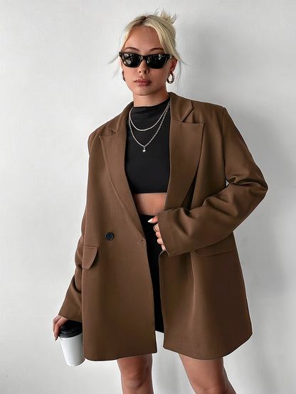 Alix - Blazer Oversized Marron Moka pour Femmes
