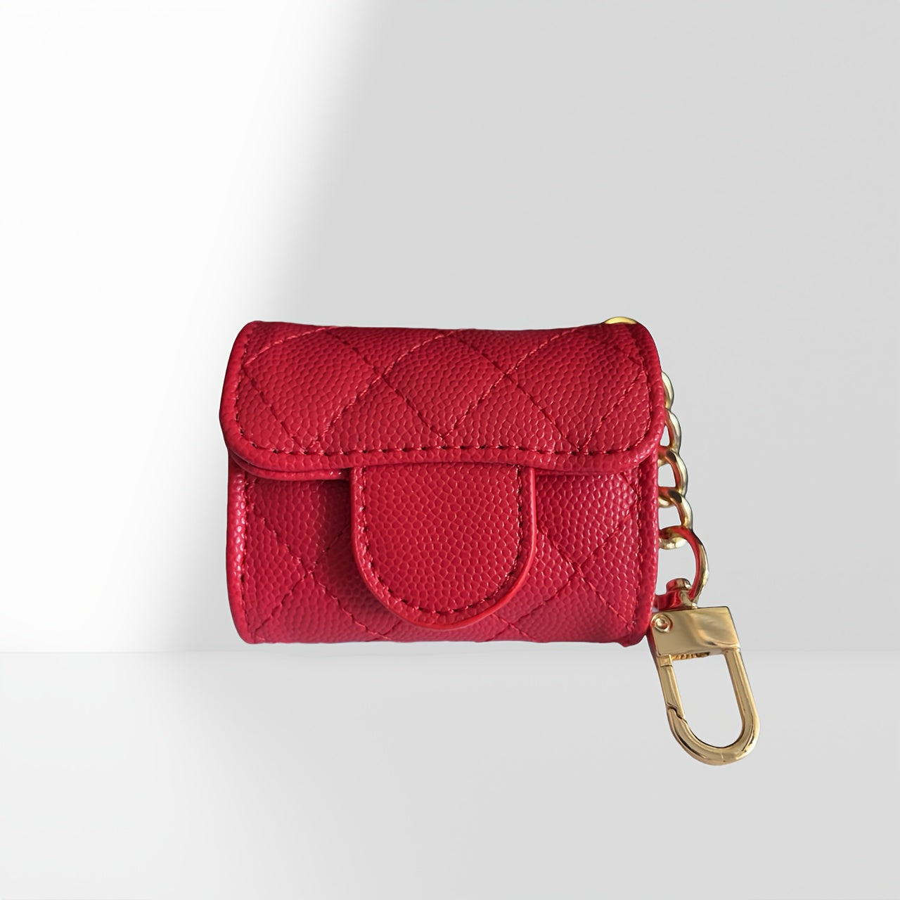 Zoé - Étui de Protection pour Earpods en Forme de Mini Sac à Main Rose Clair avec Porte-clés