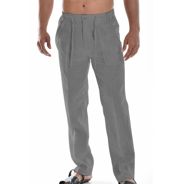 Thaddeus - Pantalon d'été Respirant en Lin Pour Hommes - Frais, Confortable et Stylé avec Cordon de Taille élastique, Pantalon de Plage et de Yoga