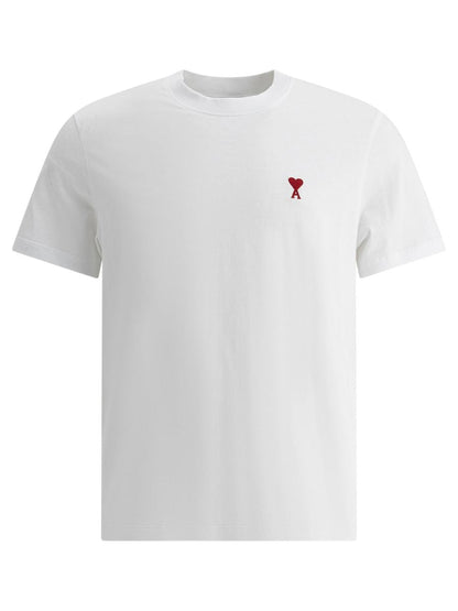 T-Shirt Blanc Unisexe Ami Paris à Manches Courtes et Col Montant