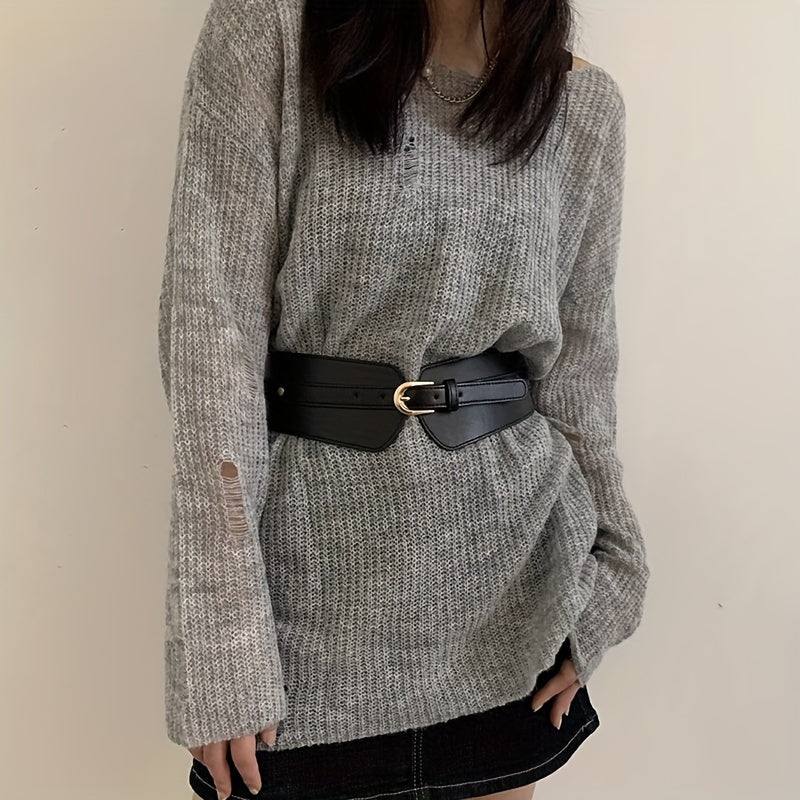 Alice - Ceinture Large en Cuir Vegan avec Fermeture Dorée