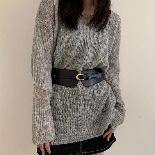 Alice - Ceinture Large en Cuir Vegan avec Fermeture Dorée