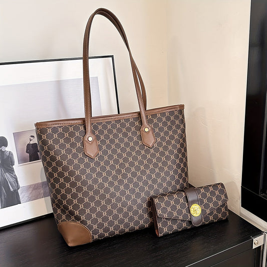 Elara - Sac à Main Vintage Élégant et Classique à Deux Pièces avec Portefeuille Assorti