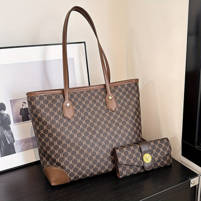 Elara - Sac à Main Vintage Élégant et Classique à Deux Pièces avec Portefeuille Assorti