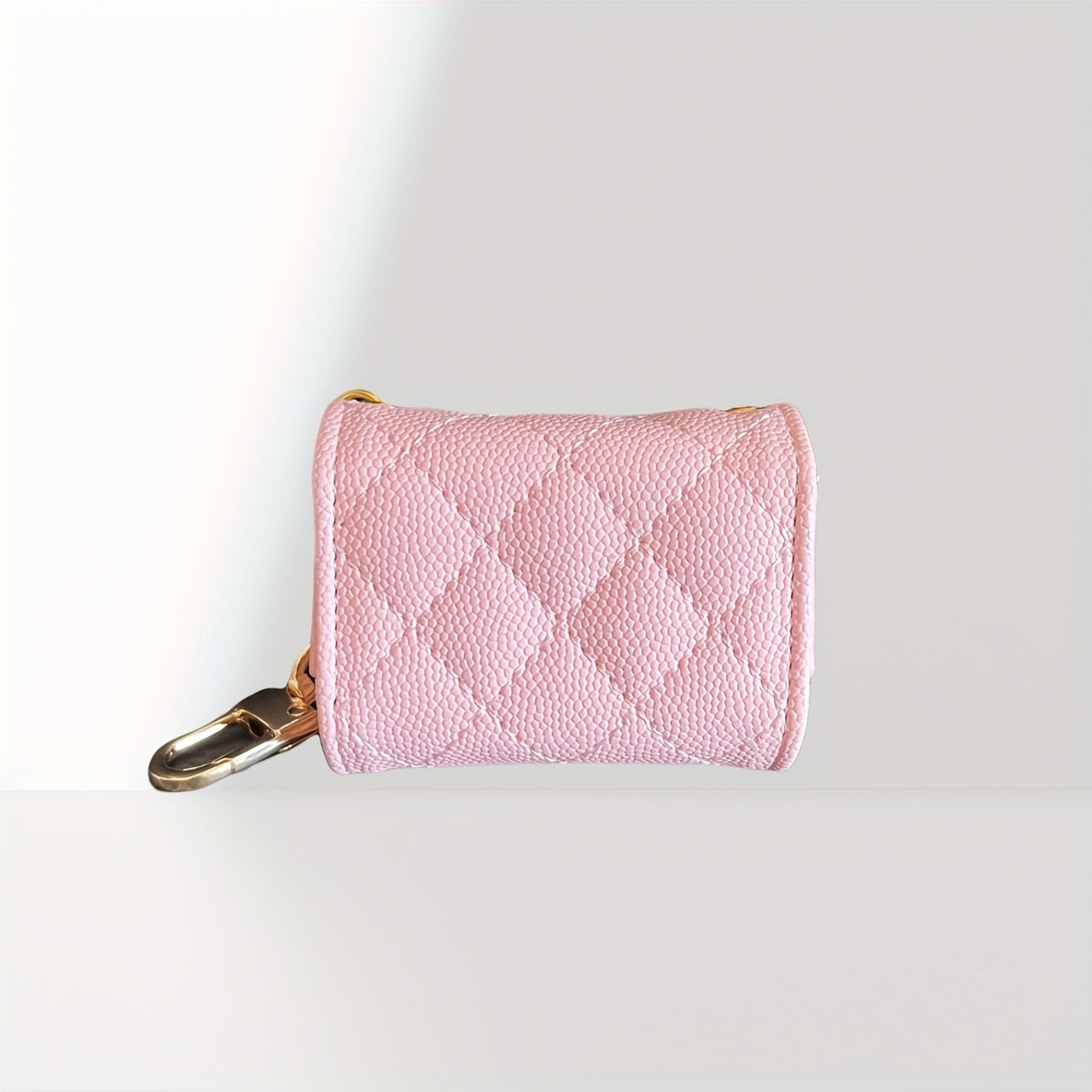 Zoé - Étui de Protection pour Earpods en Forme de Mini Sac à Main Rose Clair avec Porte-clés