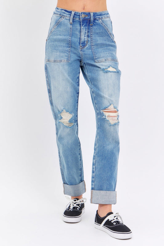 Stacy – Jeans Droits avec Poches à Patte