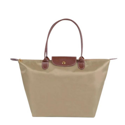 Olivia - Sac Tote en Nylon avec Poignées en Cuir Marron