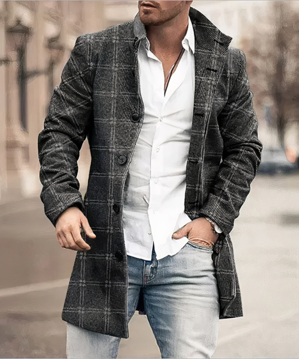 Flavien - Trench-Coat Chic Pour Homme, Printemps, avec Boutons et Col