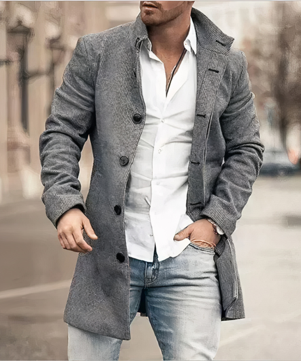 Flavien - Trench-Coat Chic Pour Homme, Printemps, avec Boutons et Col