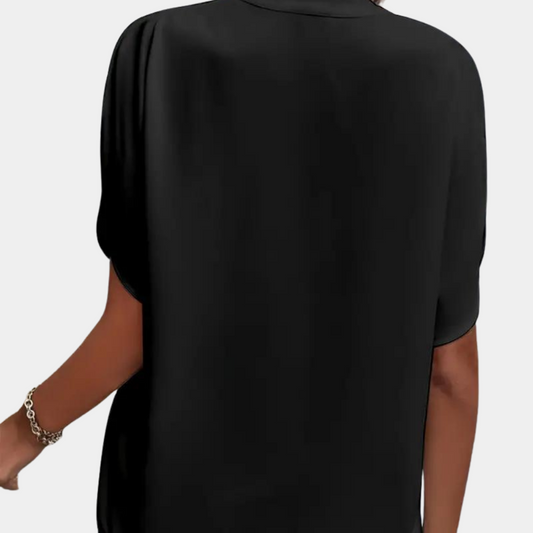 Jade - Blouse Élégante et Féminine Printemps-Été à Manches Courtes avec Col V Subtil pour Femmes