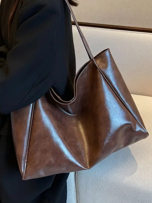 Ambre - Grand Sac à Main en Cuir pour Femme | Sac à Main | Shopper Marron