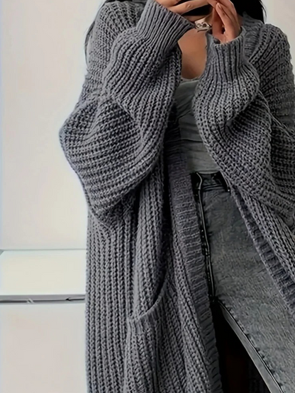 Léonie - Gilet Lang pour Femme | Cardigan Oversized Élégant | Gilet Streetstyle Gris
