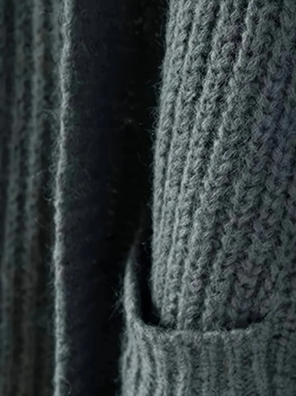 Léonie - Gilet Lang pour Femme | Cardigan Oversized Élégant | Gilet Streetstyle Gris