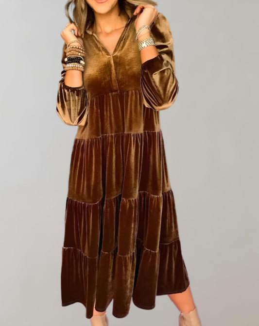 Aurorette - Robe en velours fluide à décolleté en V