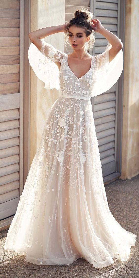 Isabella - Robe Maxi en Dentelle Fleurie