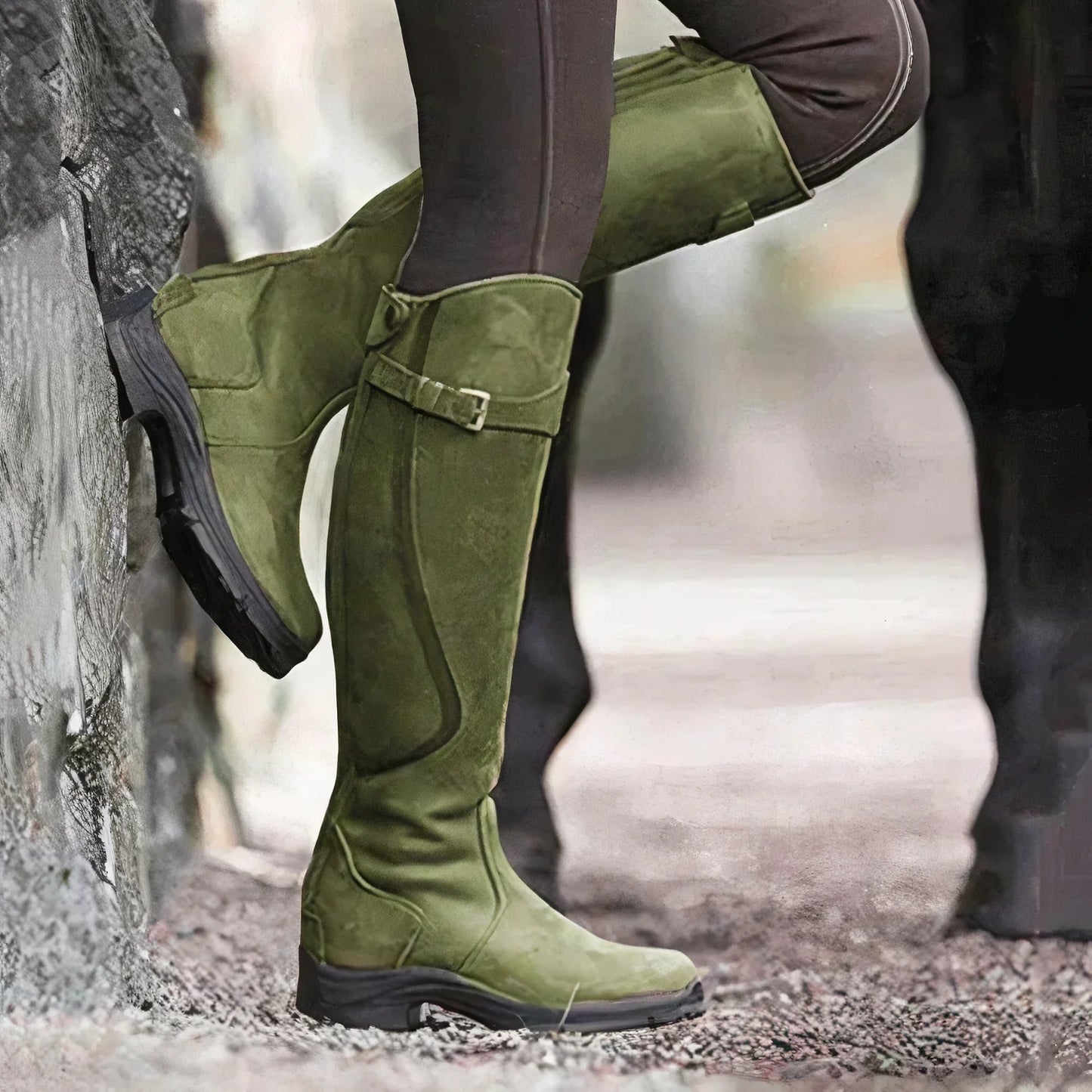 Ilsa - Bottes de mode Imperméables avec Boucles sous le Genou