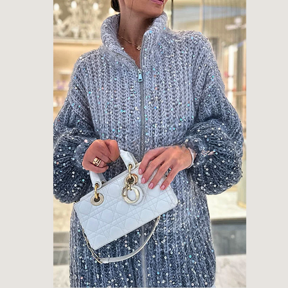 Maya - Cardigan à paillettes pour femme, pull en tricot élégant
