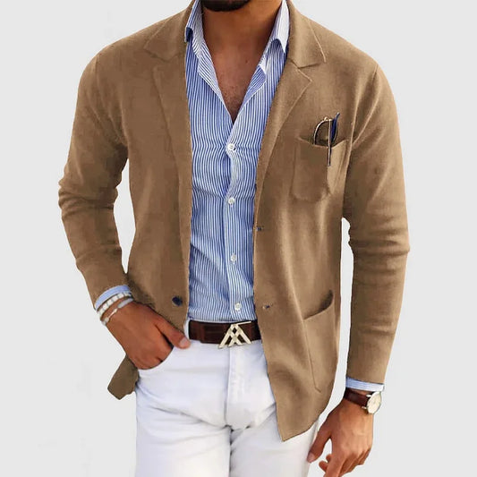 Sacha – Gilet Cardigan Doux à Manches Longues avec Col pour Homme