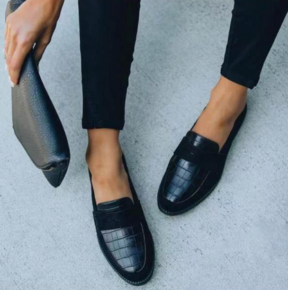 Éloïse - Mocassins Noirs à Motif Croco