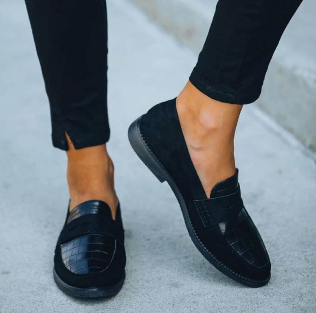 Éloïse - Mocassins Noirs à Motif Croco
