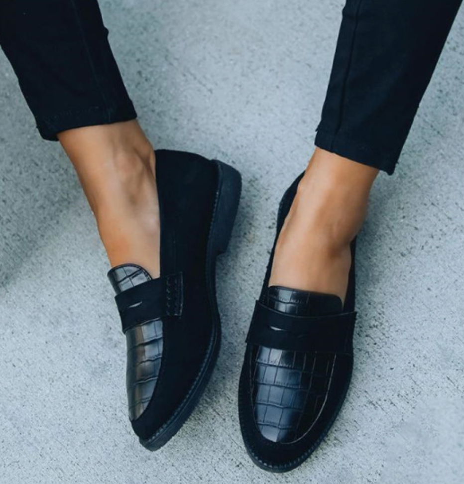 Éloïse - Mocassins Noirs à Motif Croco