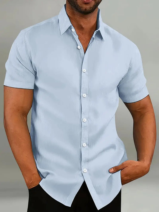 Lyam - Chemise homme manches courtes slim fit essentiel du quotidien avec stretch