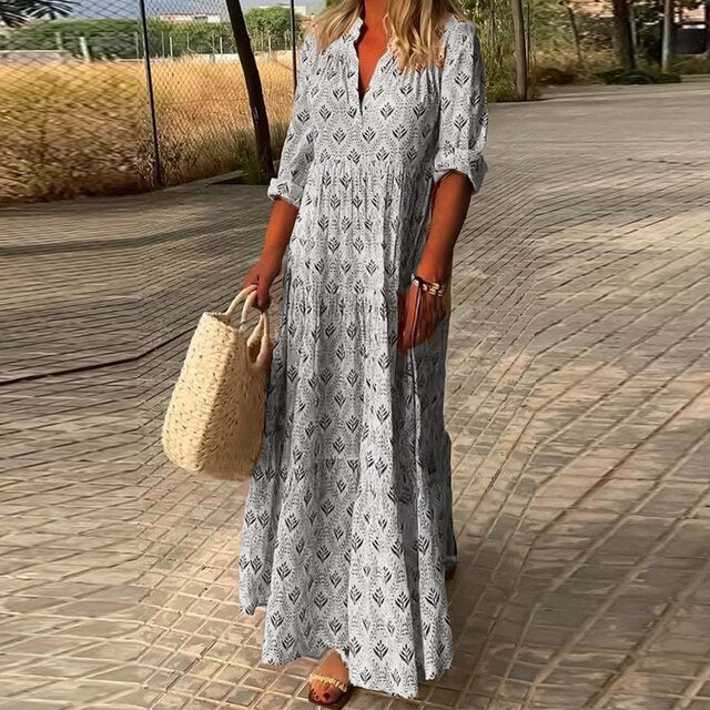 Charlotte - Robe maxi à imprimé floral bohème