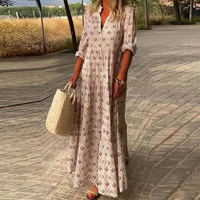 Charlotte - Robe maxi à imprimé floral bohème
