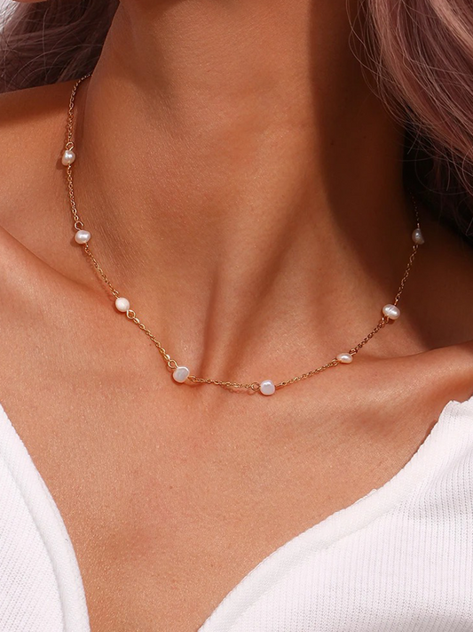 Laury - Collier Perles d'Eau Douce Or