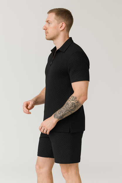 Calixte - Ensemble D’été Deux Pièces en lin Léger et Élégant Pour Homme, Composé d’un Polo et d’un Short