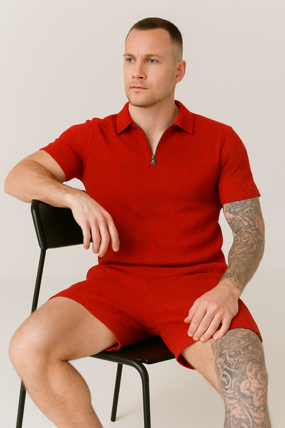 Calixte - Ensemble D’été Deux Pièces en lin Léger et Élégant Pour Homme, Composé d’un Polo et d’un Short