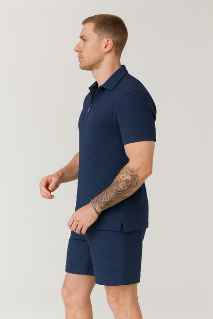 Calixte - Ensemble D’été Deux Pièces en lin Léger et Élégant Pour Homme, Composé d’un Polo et d’un Short