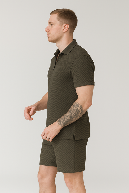 Calixte - Ensemble D’été Deux Pièces en lin Léger et Élégant Pour Homme, Composé d’un Polo et d’un Short