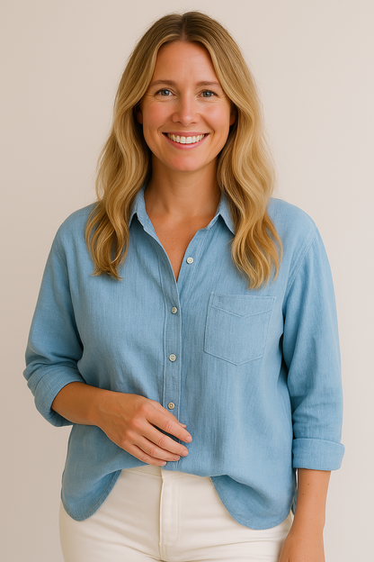 Eve - Blouse en Lin avec Poche sur la Poitrine