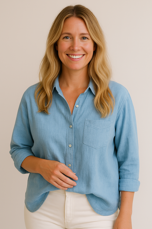 Eve - Blouse en Lin avec Poche sur la Poitrine