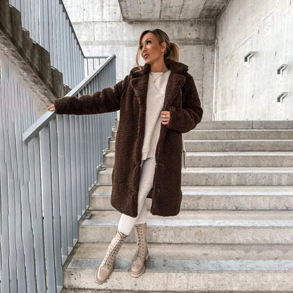 Ella - Manteau Long Stylé et Doux avec col Recourbé