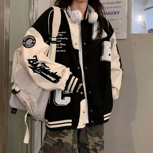 Willeke - Veste de Baseball Femmes Vintage Bomber Surdimensionné