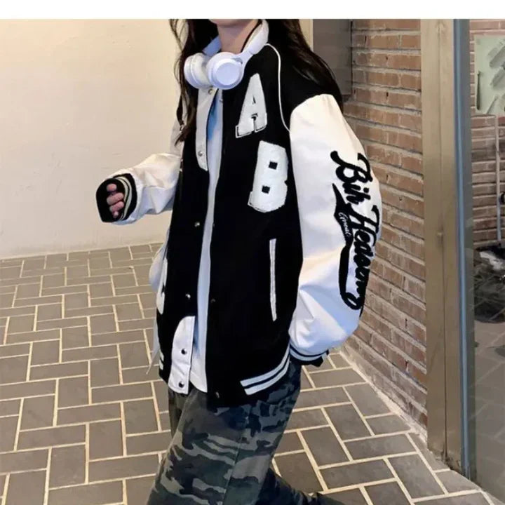 Willeke - Veste de Baseball Femmes Vintage Bomber Surdimensionné