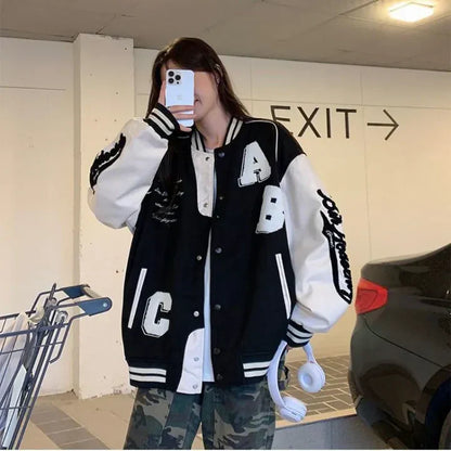 Willeke - Veste de Baseball Femmes Vintage Bomber Surdimensionné