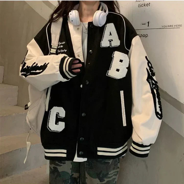Willeke - Veste de Baseball Femmes Vintage Bomber Surdimensionné